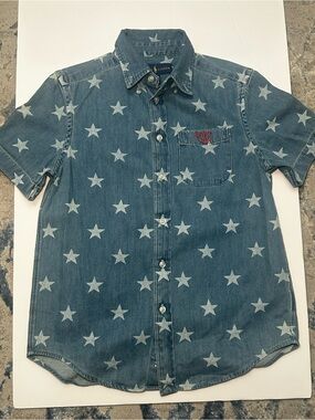 Ralph Lauren Boys Denim Star Print Button Down Shirt